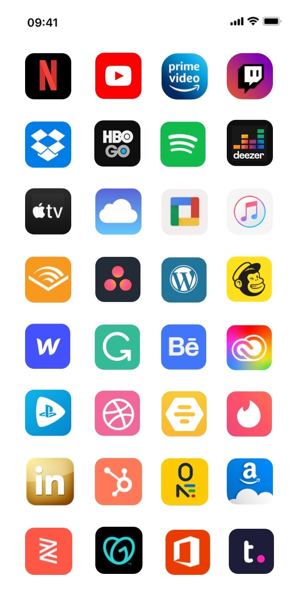 screen of different subscription platforms