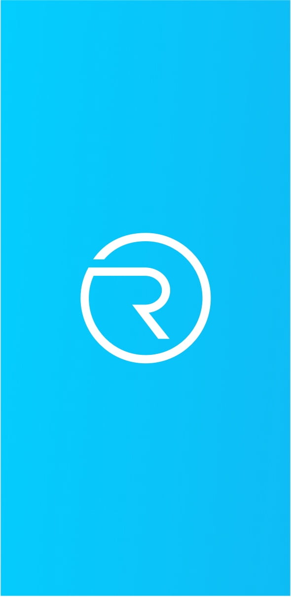 screen with white revuto logo on blue